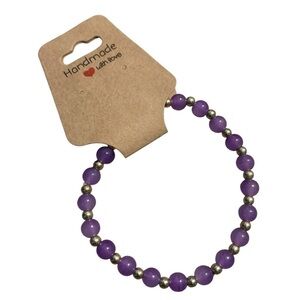 Purple and Gold Beaded Bracelet Handmade